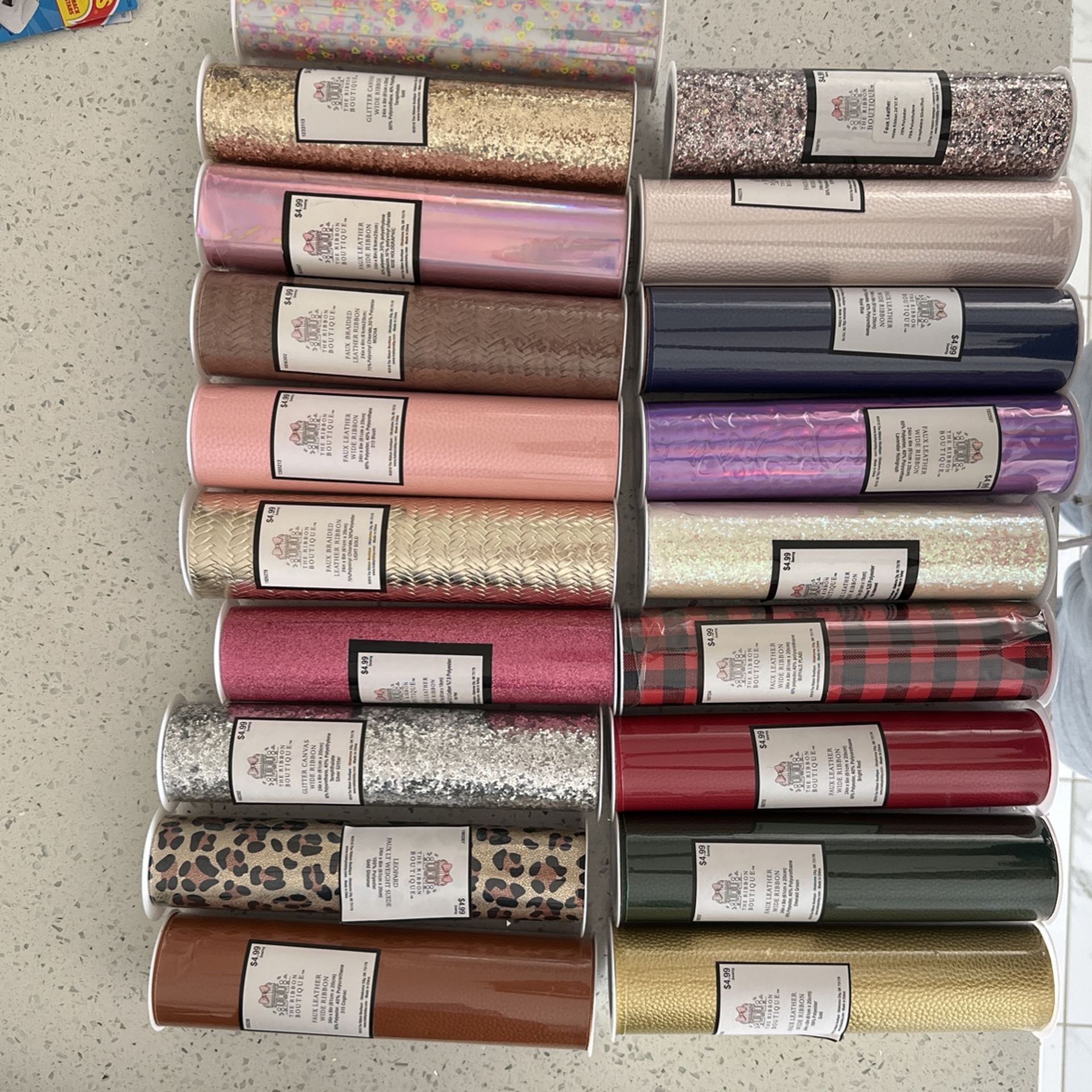NEW The Ribbon Boutique Faux Leather 19 New Rolls