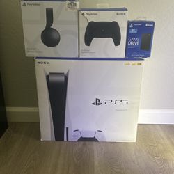 PlayStation 5 1st Gen Comes With Sony Headphones And A 2 Terabyte PlayStation Hard drive Also An Extra Controller Color Black 