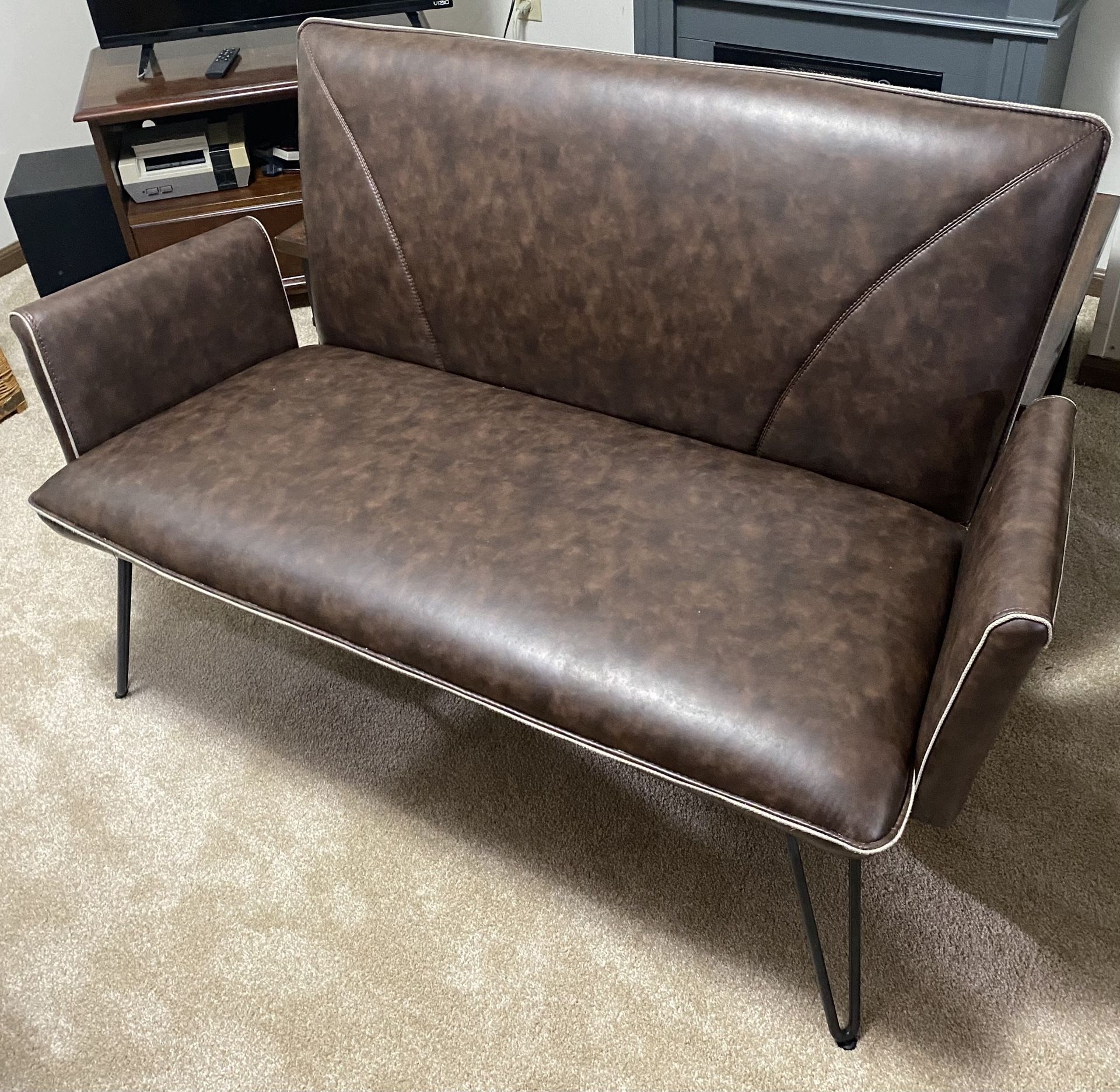 Faux Leather Settee Couch