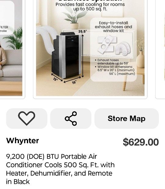 Whynter Portable Air Conditioner Cools 500sq ft With Dehumidifi,Heater And Remote3