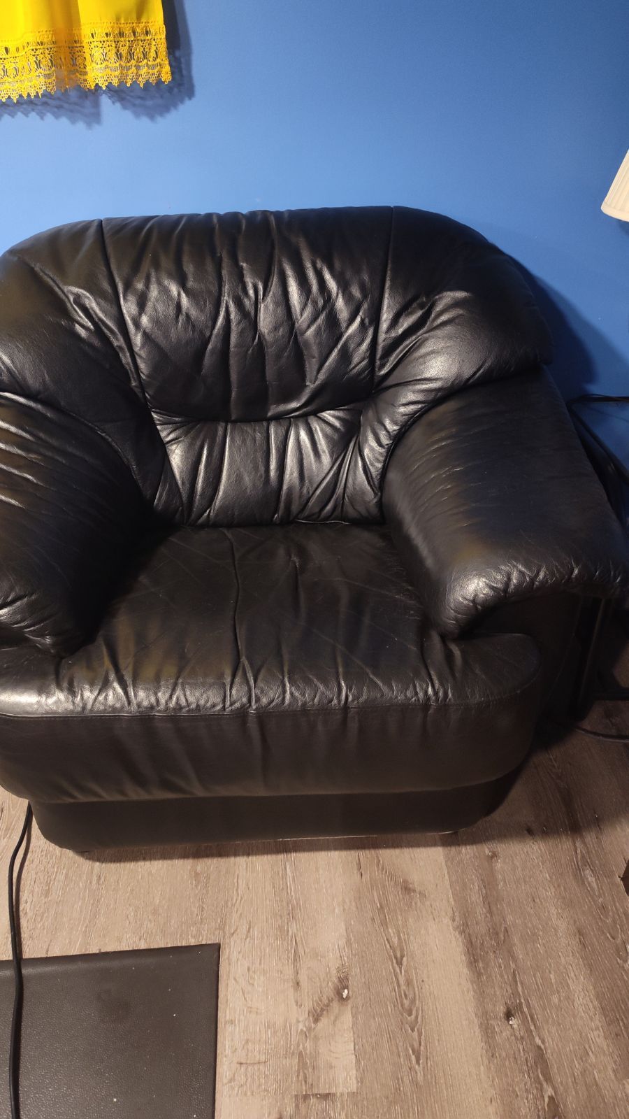 Leather Black Couch And Chair