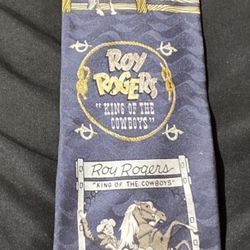 Vintage Roy Rogers & Trigger Tie blue western cowboy rodeo (READ DESC)
