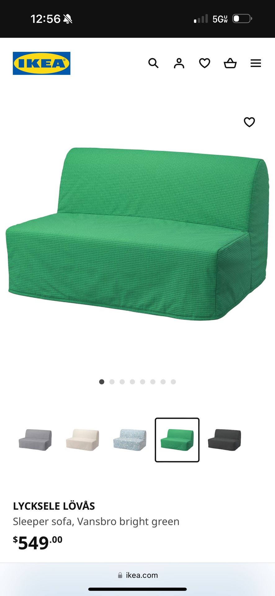 Sleeper sofa, Vansbro bright green