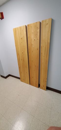 Butcher block wood shelves