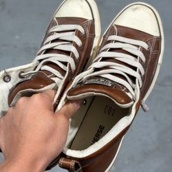 Converse Leather Sneakers Size 9 Men – Brown Casual Shoes