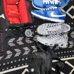 Shoes, camera & fanny pack 