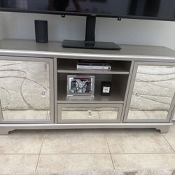 Silver Mirrored TV Stand Gray
