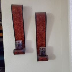 Wall Decor Candle Holders w/ Candles (X2)