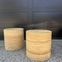 Pair of Rattan Side Tables