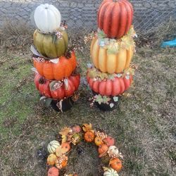 Large Outdoor Pumpkins Display Decorations Wreath