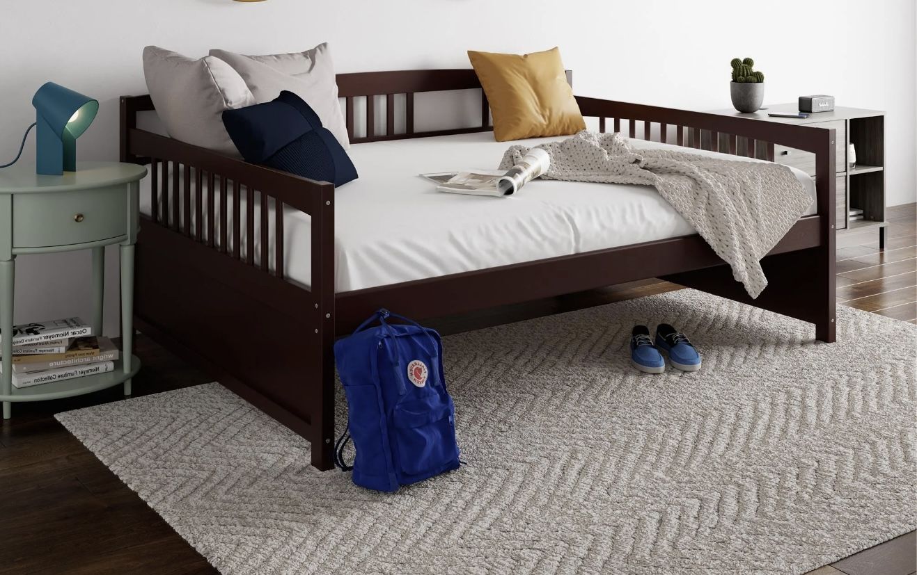 New Full Size Day Bed with Wood Slats Espresso - NO MATTRESS