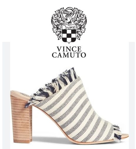 Vince Camuto Chestalan Linen Mule in Navy Stripe Sz 7.5