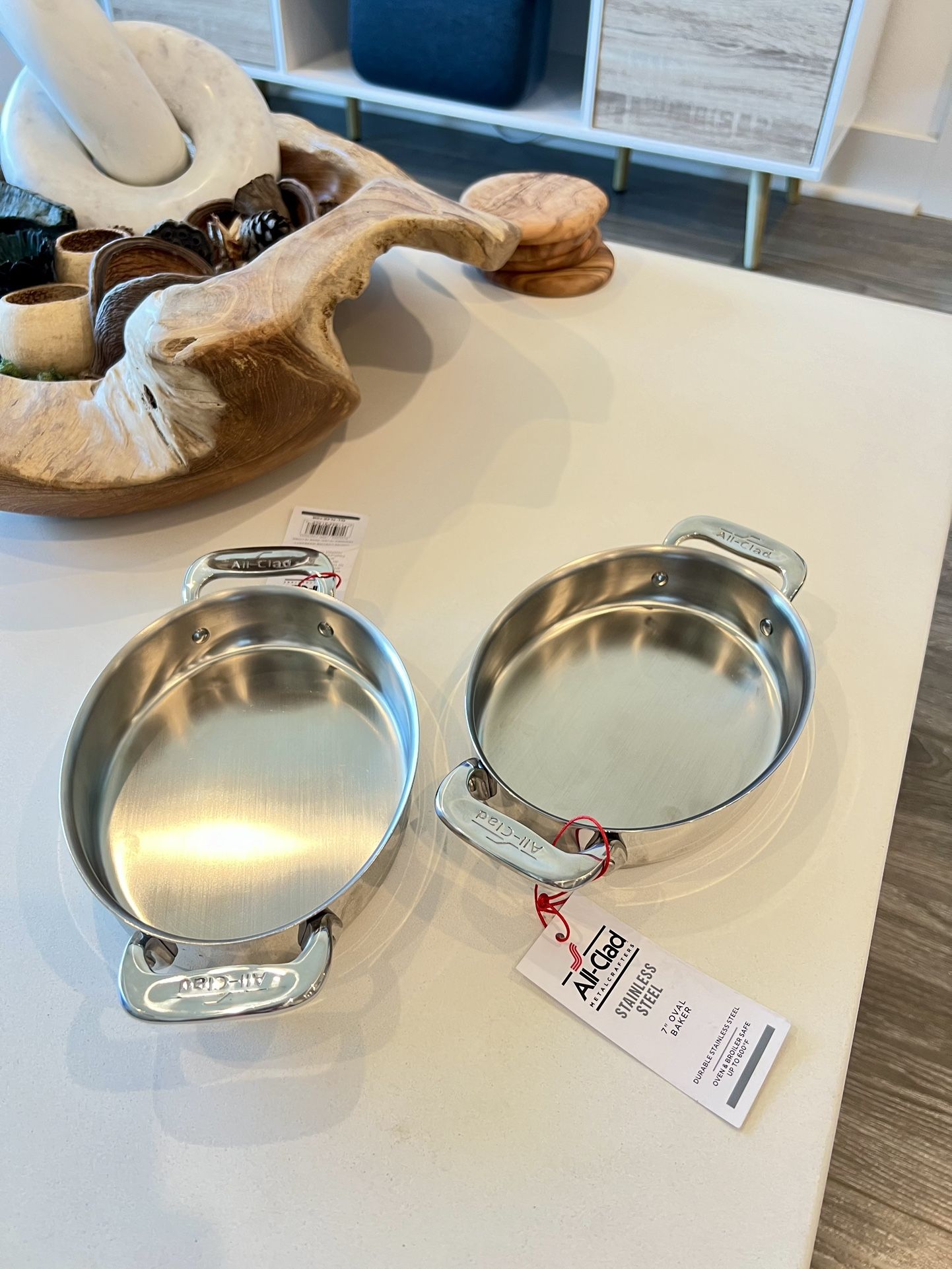 NEW All-Clad Stainless Steel Mini Oval Bakers 2-piece set, 7 inch