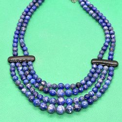 Multistrand Lapis Necklace