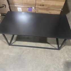 43.3" Modern 360° Rotating Wooden Black Coffee Table