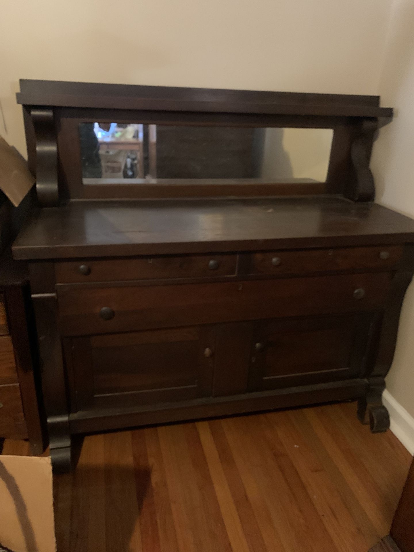 Antique Sideboard With Mirror