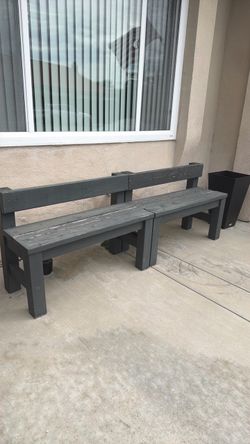 Heavy real outdoor wood Bench 2 pieces side by side