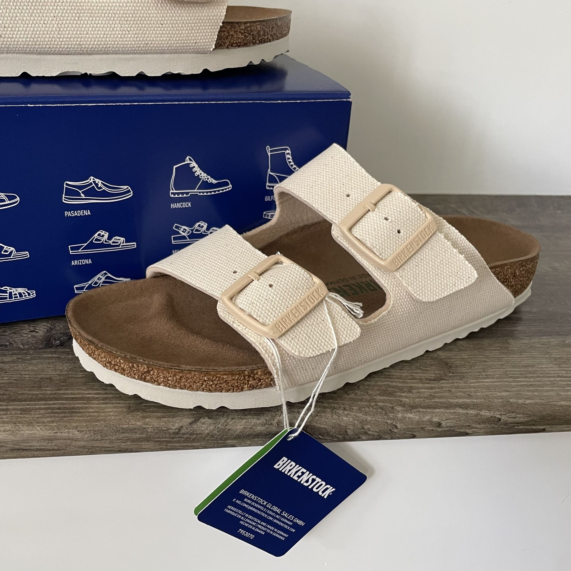 Ivory Canvas Arizona Vegan Birkenstock Sandals