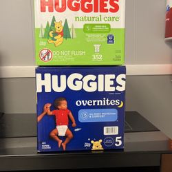 Huggies Overnites Size 5 & Huggies Wipes
