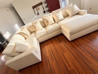 Large Cream Sectional Sofa with Chaise