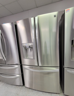 Kenmore Elite French Door Fridge – Stainless, clean, 36"