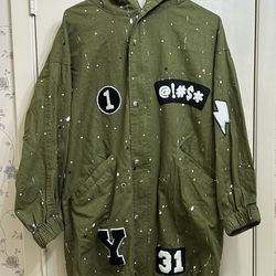 Forever 21 Patched Paint Splatter Parks Jacket Size Small