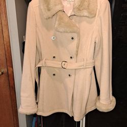 Charles Klein Woman's Double Breasted Coat With Zipper And Matching Belt 
