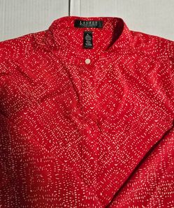 RALPH LAUREN   VIBRANT RED PATTERNED BLOUSE
