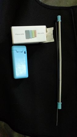 Collapsible straw - sky blue case & light Pink