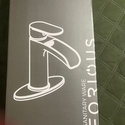 FORIOUS Matte Black Bathroom Faucet Single Handle with Metal Pop-up Drain Stopper, 6" Single Hole Waterfall Bathroom Faucet with Supply Line, RV Bathr