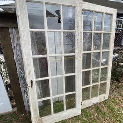 Antique Original Double French Doors 36” x 82” 15 Pane