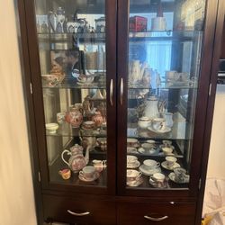 Beautiful Glass And Wood Armoire 