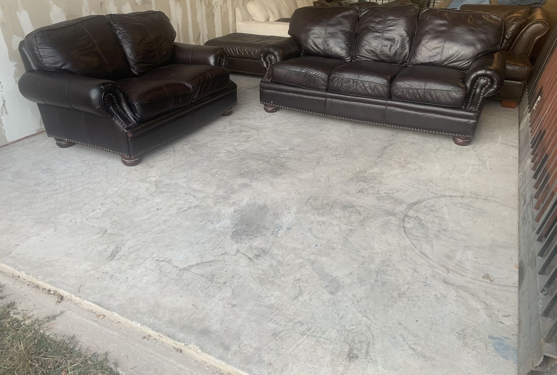 Dark Burgundy Leather Sofa Set