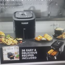 NUWAVE  Brio 8 Quart Air Fryer Powerful 1800w  50 To 400 F Temp Controls Prograqmmed Presets 50 Memory Slotswe