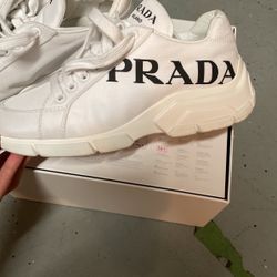 Brand new Prada white and black sneakers