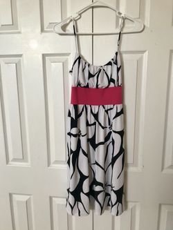 Women’s Black, White & Pink Floral Pattern Spaghetti Strap Sundress