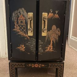 20th Century Chinoiserie Campaign Style Nightstand 