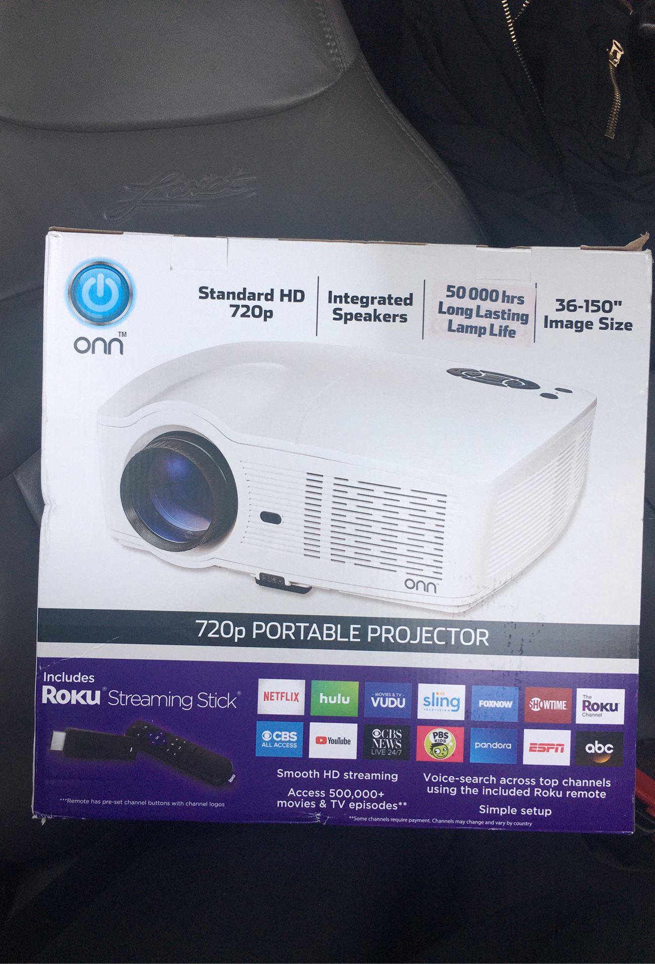 ONN 720p portable projector with roku stick