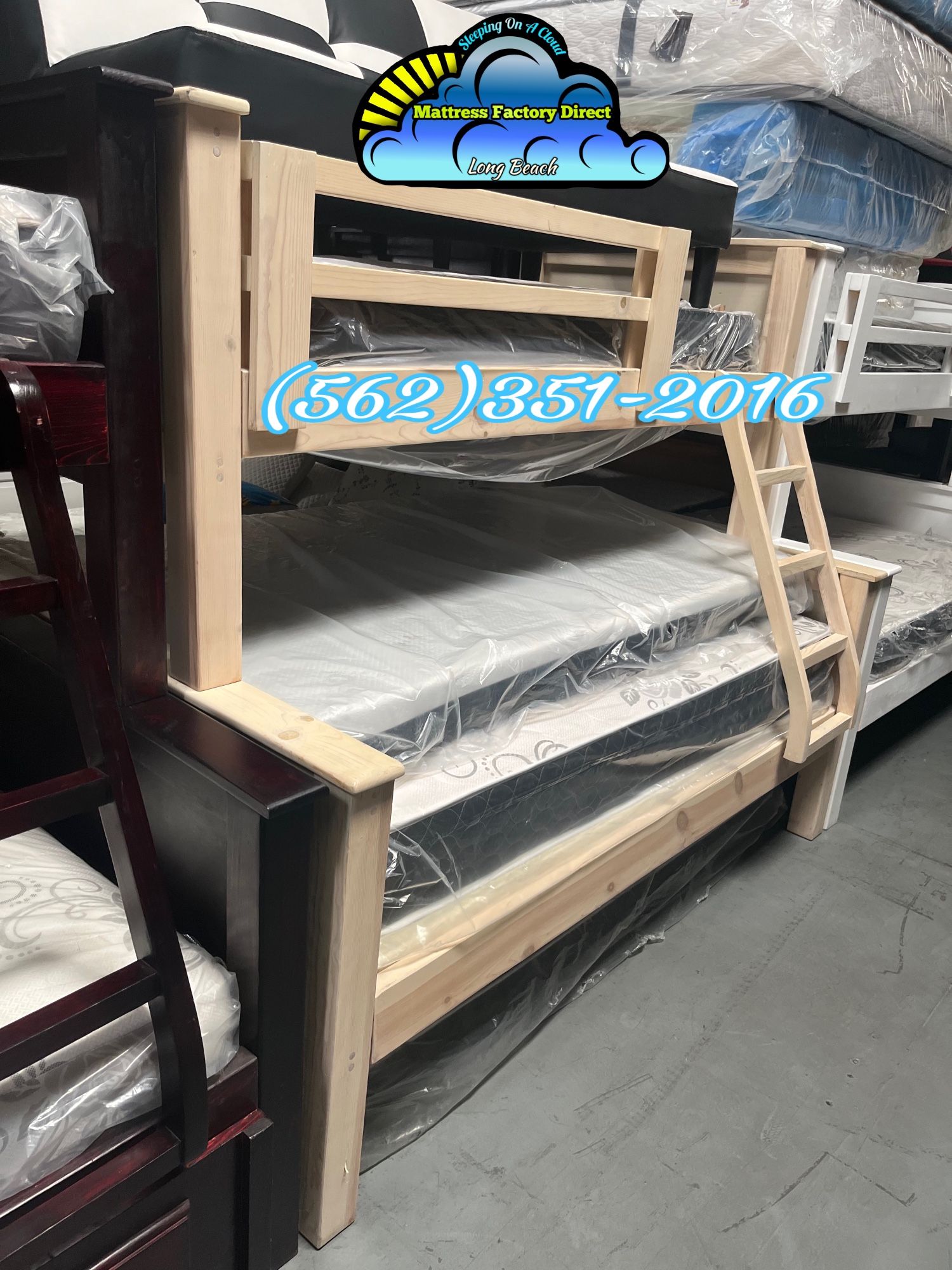 Twin Full Whitewash Bunk Bed Litera Nueva Con Colchones 