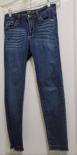 Just Black Skinny Jeans 25P medium blue frayed hems