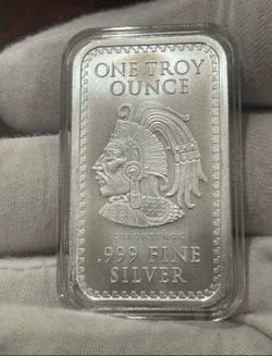 Aztec calendar silver bar. 1 oz.