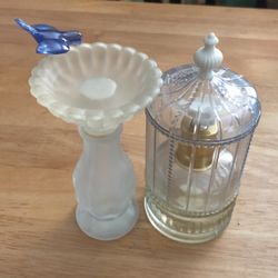 Avon Birds of Paradise Perfume Cologne Mist 2oz Bird in Cage Dove & AVON BIRD BATH COLOGNE BOTTLE 