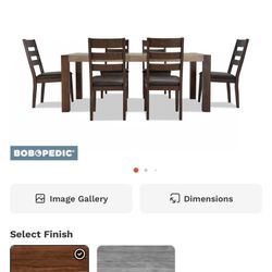 Canyon 7 Piece Brown Faux Leather Dining Set