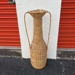 Vintage Amphora Wicker Basket/Floor Vase
