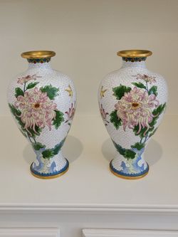CLOISONNE (METAL) VASES 12" -  FITS WITH EVERY DECOR