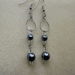 Handmade Elegant Silver Dangle Earrings 