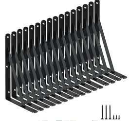 '16 Pack L11 X H 8" Black Heavy Duty Shelf Brackets With Screws Metal Shelf Brackets Shelf Support Angle Brackets For Shelves L Brackets Heavy Duty Fl