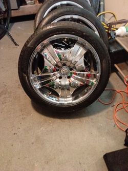 Never been curbbed 20" panther rims with tires