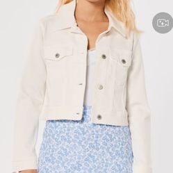 White Crop Denim Jacket