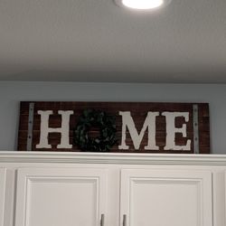 Rustic Large Farmhouse Home Sign with Real Wreath
